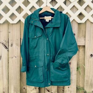 Eddie Bauer Dark Green Hooded Rain Jacket
